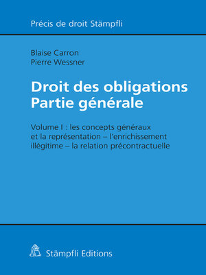 cover image of Droit des obligations ‒ Partie générale
